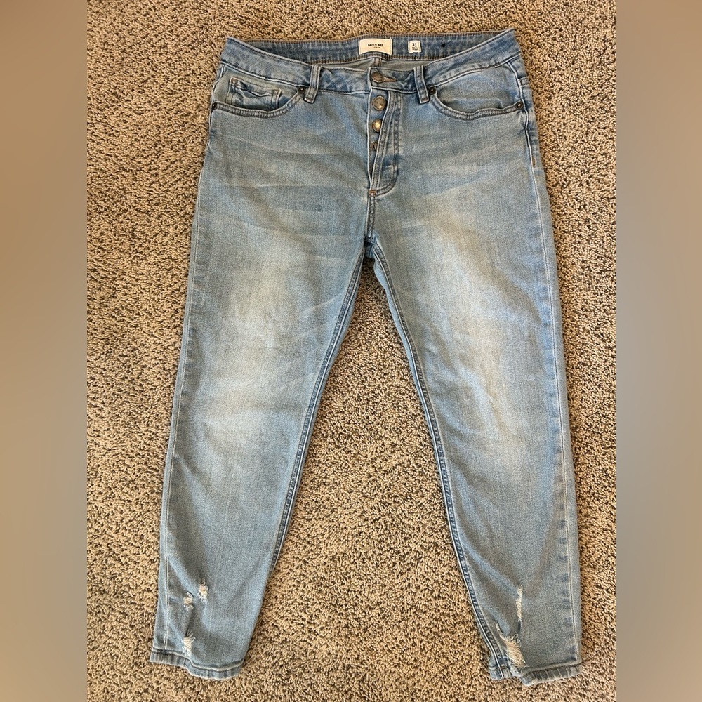 Miss Me Blue Ankle Skinny Jeans with Vintage Wash